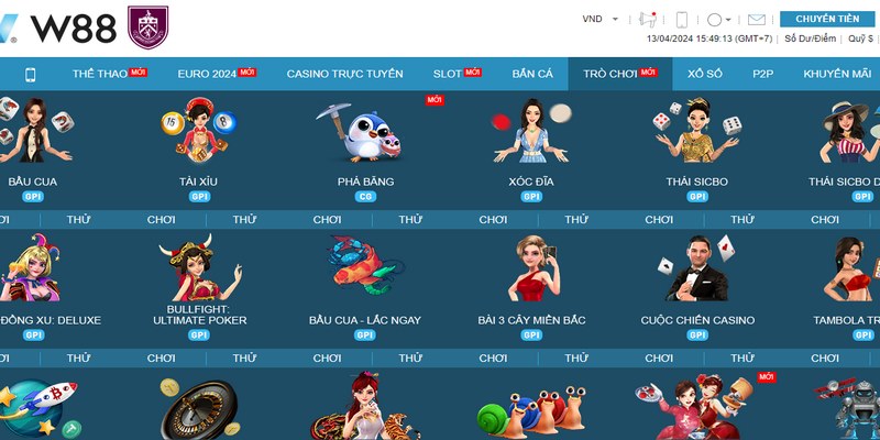 W88 cung cấp đến thành viên kho game cực kỳ chất lượng